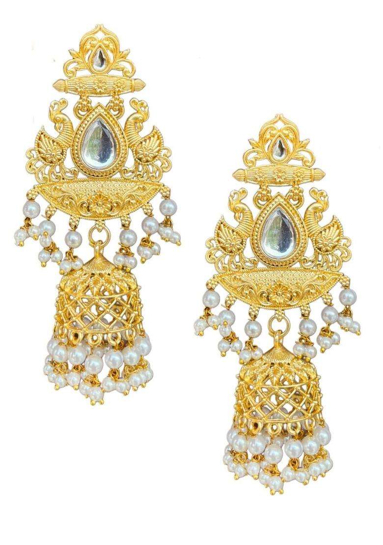 Gold-Plated Kashmiri Jhumkas Earrings for Women | Traditional Ethnic Jewellery for Wedding & Festive Wear | Gift for Her - Indya
