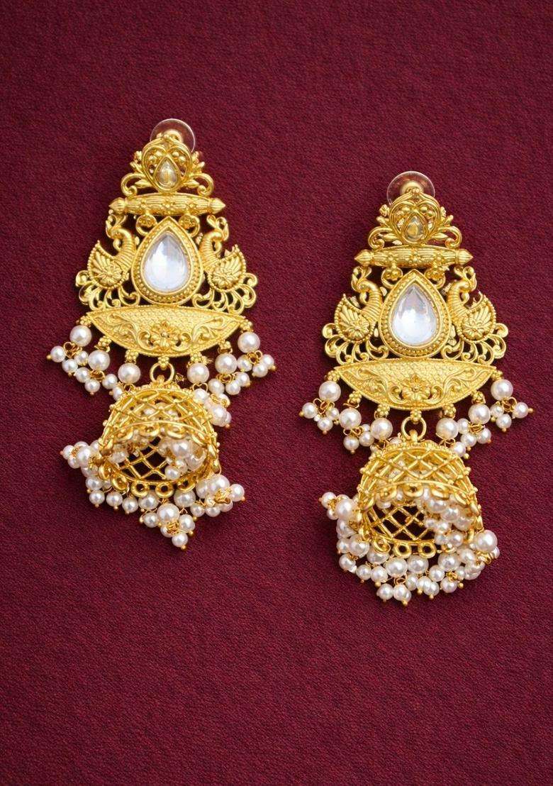 Gold-Plated Kashmiri Jhumkas Earrings for Women | Traditional Ethnic Jewellery for Wedding & Festive Wear | Gift for Her - Indya