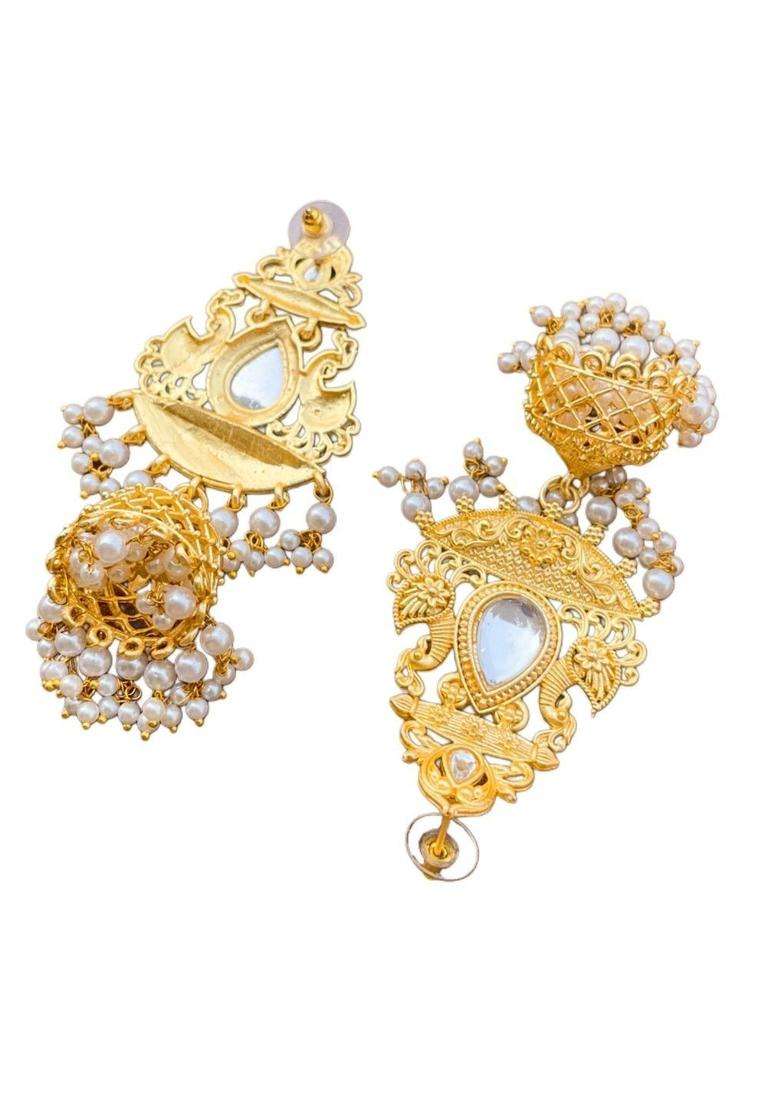 Gold-Plated Kashmiri Jhumkas Earrings for Women | Traditional Ethnic Jewellery for Wedding & Festive Wear | Gift for Her - Indya
