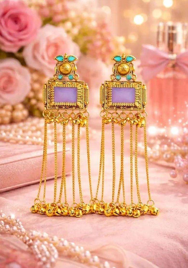 Gold-Plated Floral Drop Earrings with CZ Stone for Women | Traditional Ethnic Jewellery for Wedding & Festive Wear | Gift for Her - Indya