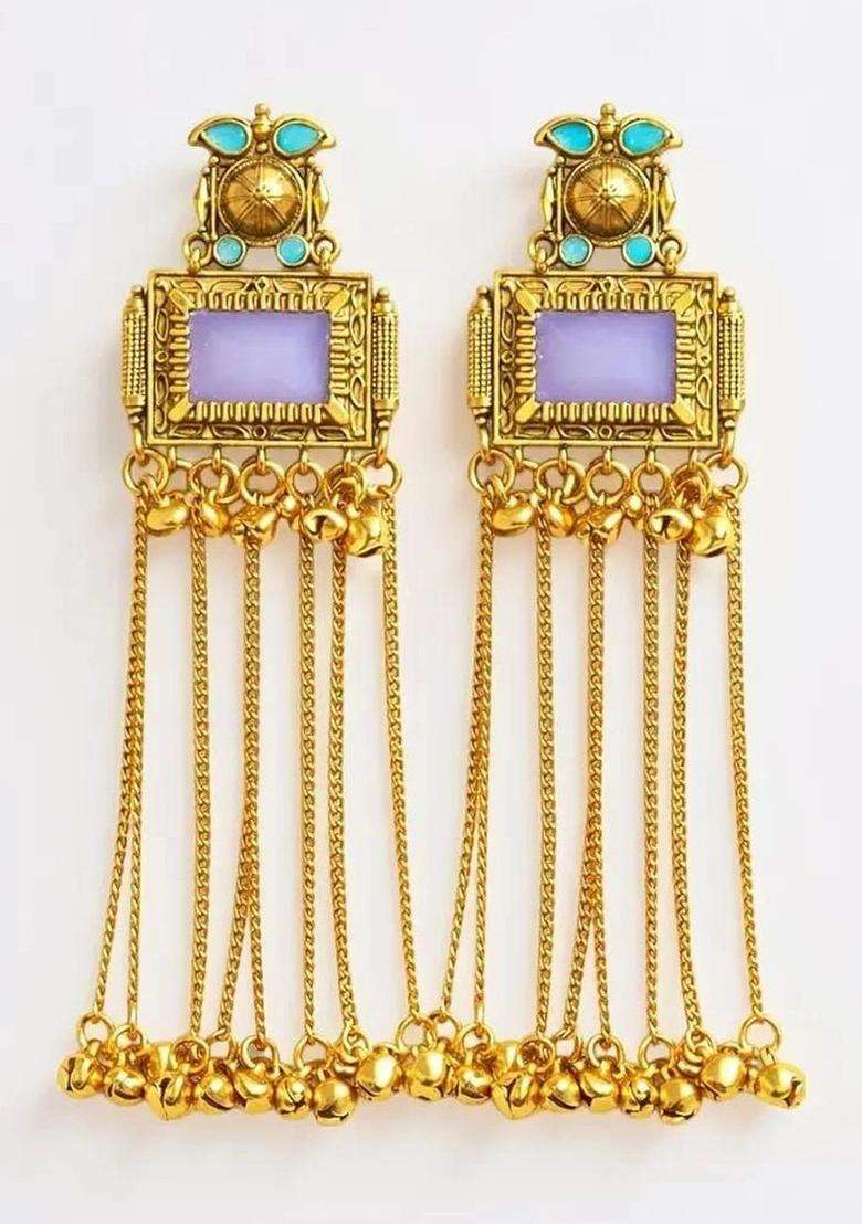 Gold-Plated Floral Drop Earrings with CZ Stone for Women | Traditional Ethnic Jewellery for Wedding & Festive Wear | Gift for Her - Indya