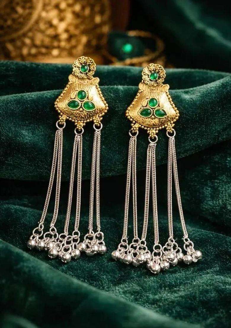 Gold-Plated Floral Drop Earrings with CZ Stone for Women | Traditional Ethnic Jewellery for Wedding & Festive Wear | Gift for Her - Indya