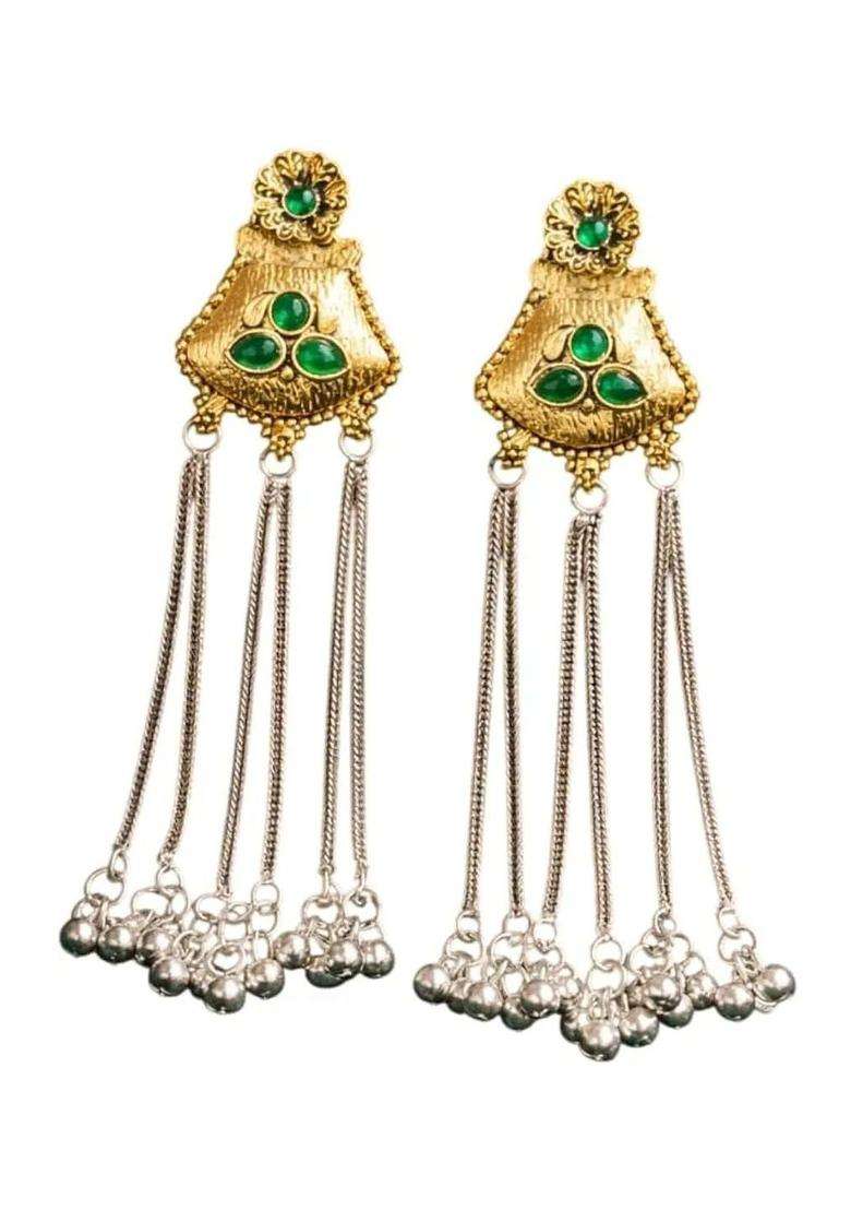 Gold-Plated Floral Drop Earrings with CZ Stone for Women | Traditional Ethnic Jewellery for Wedding & Festive Wear | Gift for Her - Indya