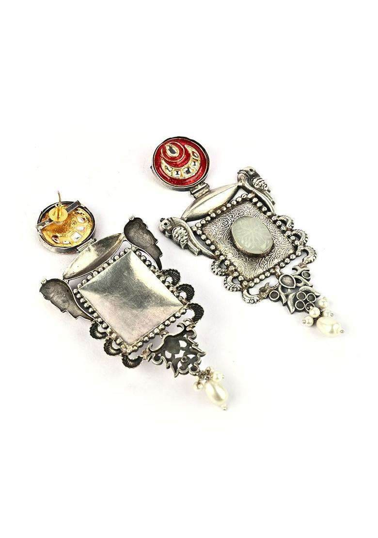 Silver-Plated Contemporary Drop Earrings for Women | Fusion Party & Festive Wear | Gift for Her - Indya