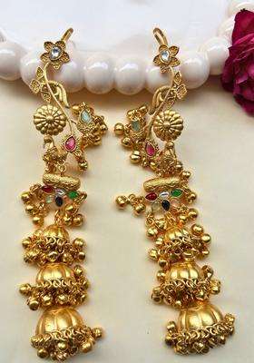 Gold-Plated Multicolor Dome Shaped Jhumka Earrings for Women | Traditional Ethnic Jewellery for Wedding & Festive Wear | Gift for Her
