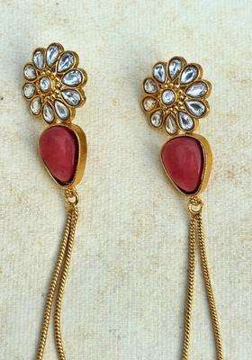 Gold-Plated Kundan Studded Traditional Kashmiri Floral Drop Earrings for Women | Traditional Ethnic Jewellery for Wedding & Festive Wear | Gift for Her