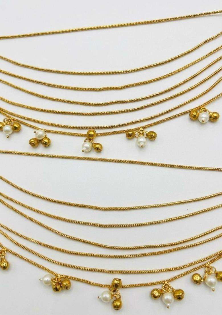 Gold-Plated Kundan Studded Peach Stone Ear Chain Earrings for Women | Traditional Ethnic Jewellery for Wedding & Festive Wear | Gift for Her - Indya