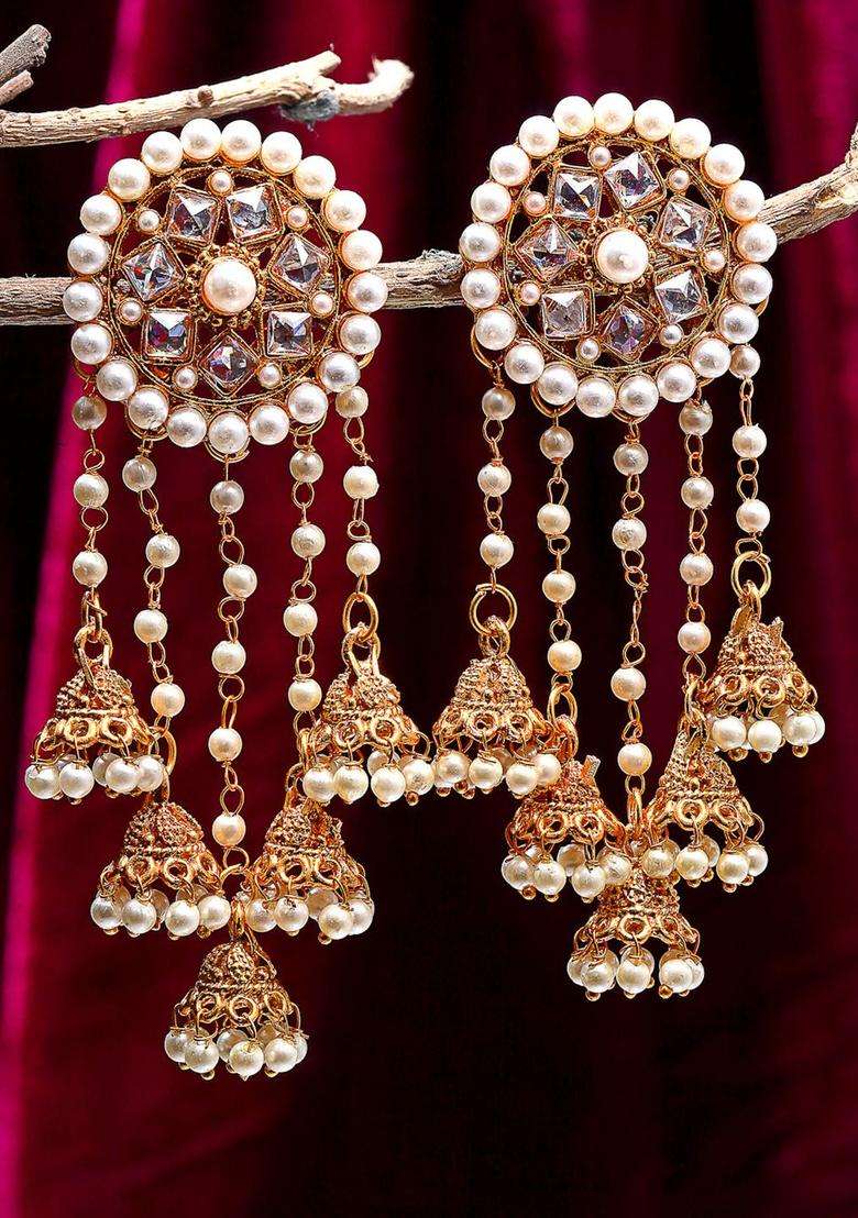 Gold-Plated Circular Drop Earrings for Women | Traditional Ethnic Jewellery for Wedding & Festive Wear | Gift for Her - Indya