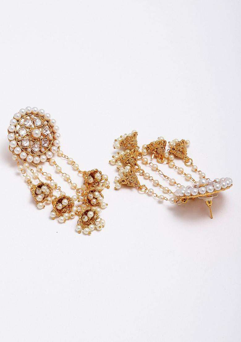 Gold-Plated Circular Drop Earrings for Women | Traditional Ethnic Jewellery for Wedding & Festive Wear | Gift for Her - Indya