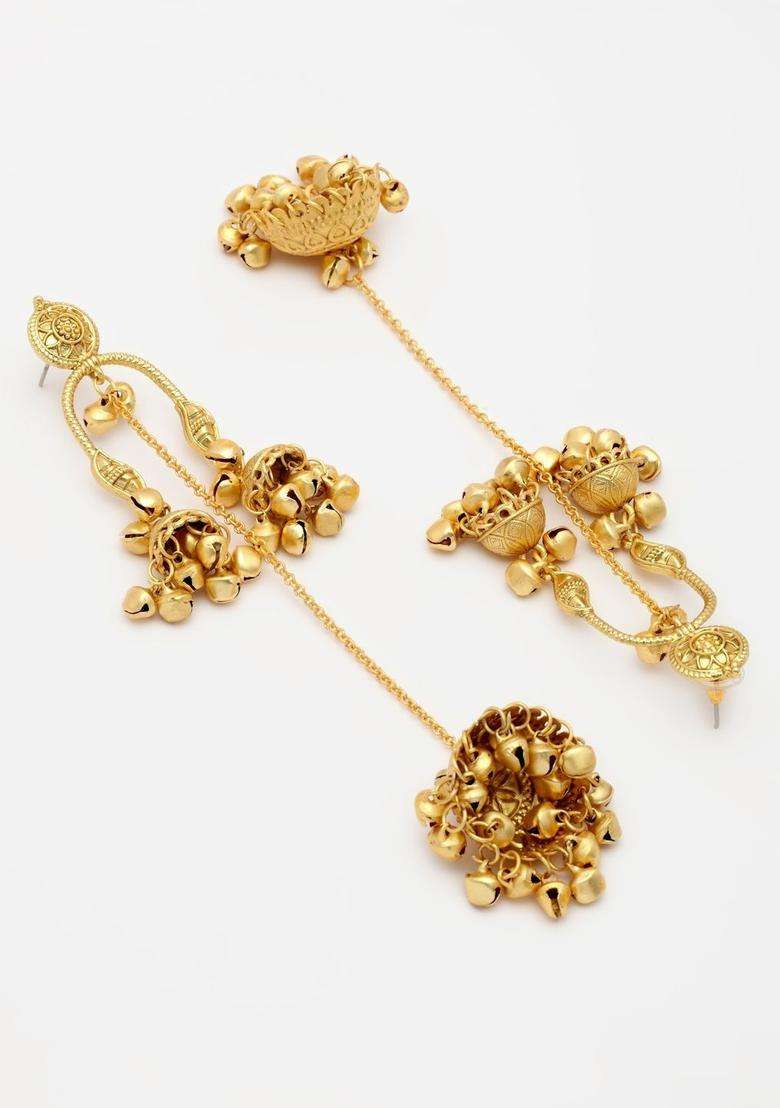 Gold-Plated Dome Shaped Jhumkas Earrings for Women | Traditional Ethnic Jewellery for Wedding & Festive Wear | Gift for Her - Indya