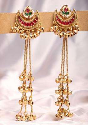 Gold-Plated Crescent Shaped Drop Earrings for Women | Traditional Ethnic Jewellery for Wedding & Festive Wear | Gift for Her