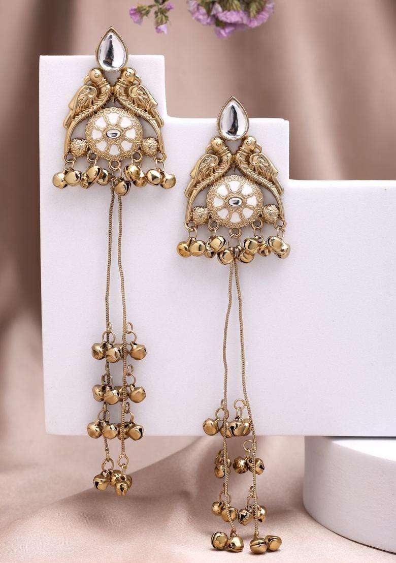 Gold-Plated Floral Drop Earrings for Women | Traditional Ethnic Jewellery for Wedding & Festive Wear | Gift for Her - Indya
