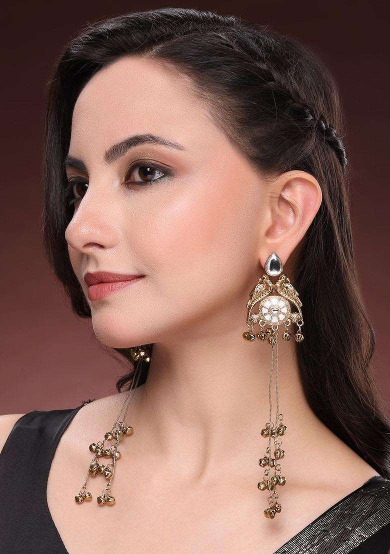 Gold-Plated Floral Drop Earrings for Women | Traditional Ethnic Jewellery for Wedding & Festive Wear | Gift for Her - Indya