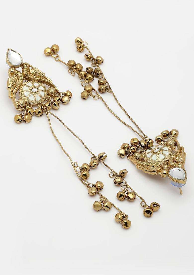 Gold-Plated Floral Drop Earrings for Women | Traditional Ethnic Jewellery for Wedding & Festive Wear | Gift for Her - Indya