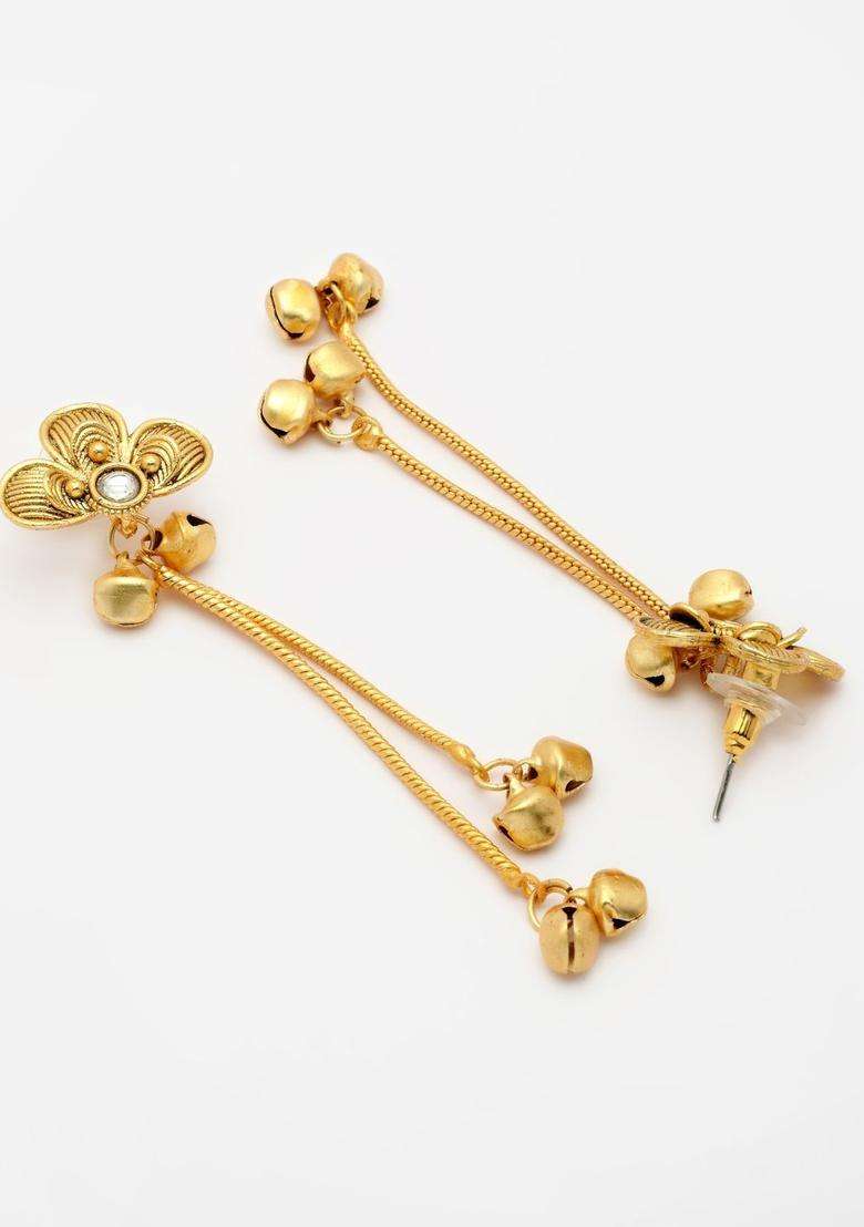 Gold-Plated Floral Drop Earrings for Women | Traditional Ethnic Jewellery for Wedding & Festive Wear | Gift for Her - Indya