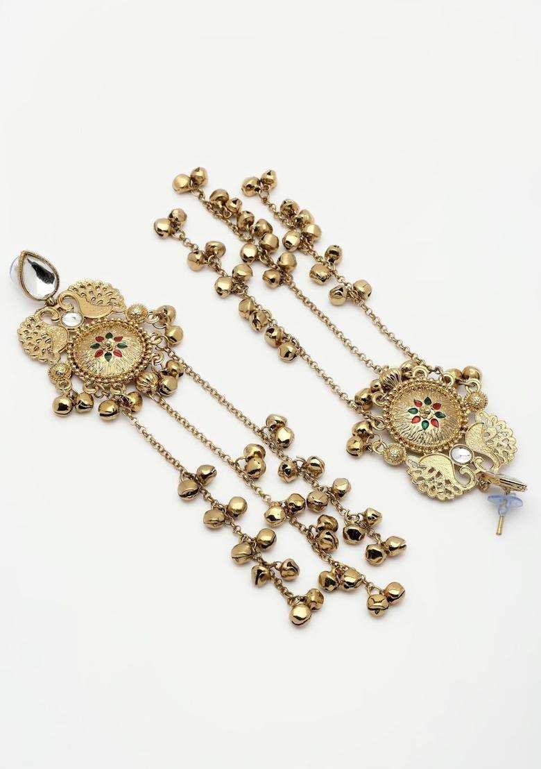 Gold-Plated Geometric Drop Earrings for Women | Traditional Ethnic Jewellery for Wedding & Festive Wear | Gift for Her - Indya