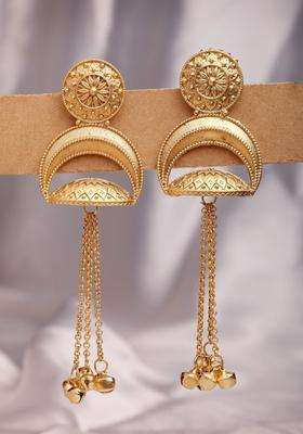 Gold-Plated Geometric Jhumkas Earrings with Kundan for Women | Traditional Ethnic Jewellery for Wedding & Festive Wear | Gift for Her