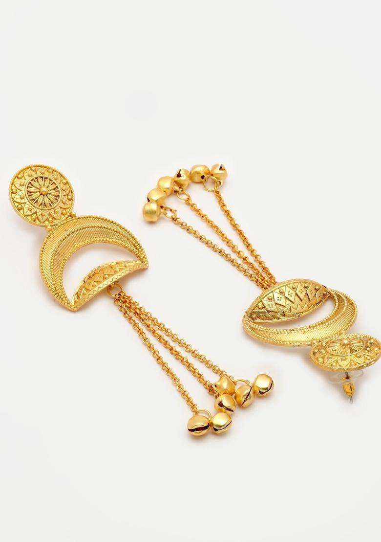 Gold-Plated Geometric Jhumkas Earrings with Kundan for Women | Traditional Ethnic Jewellery for Wedding & Festive Wear | Gift for Her - Indya