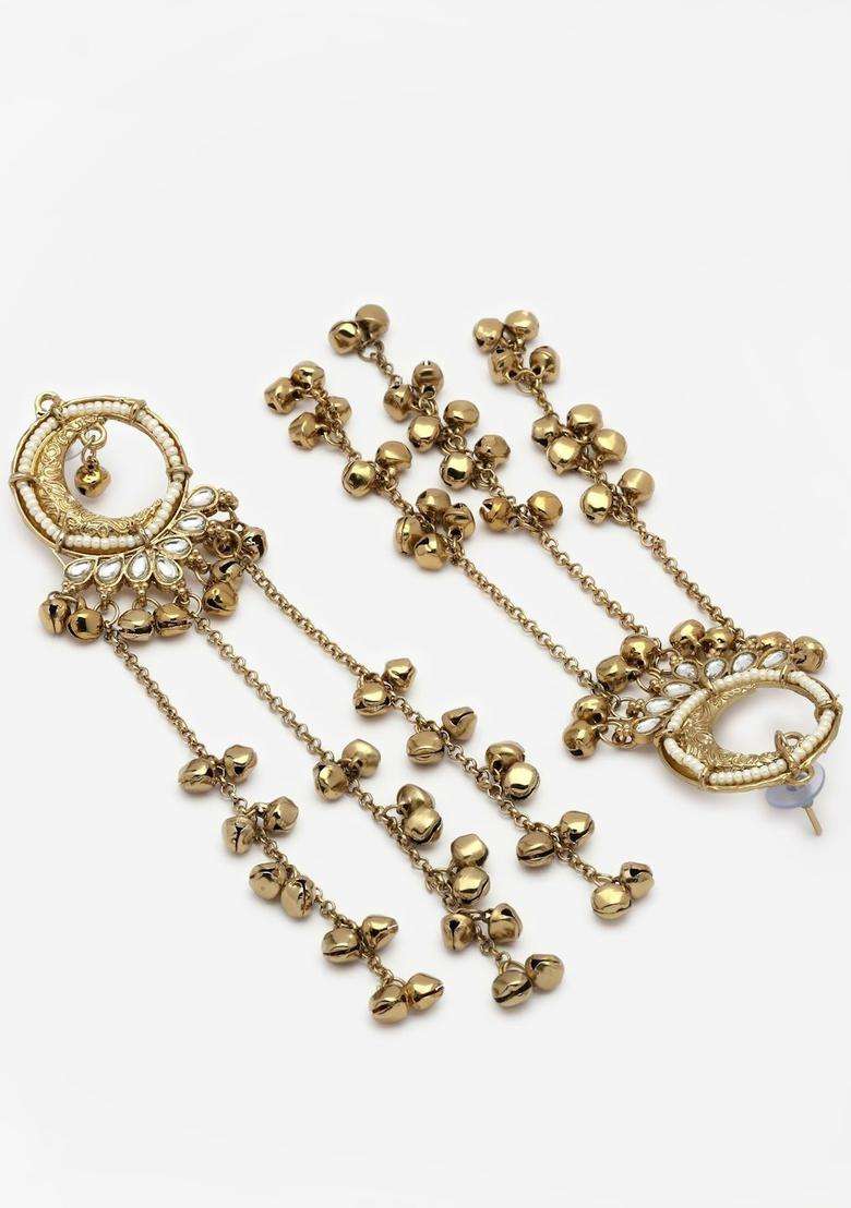 Gold-Plated Circular Drop Earrings for Women | Traditional Ethnic Jewellery for Wedding & Festive Wear | Gift for Her - Indya