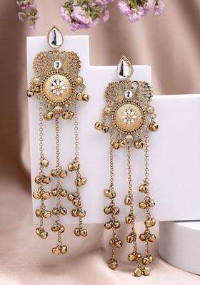 Gold-Plated Contemporary Drop Earrings for Women | Traditional Ethnic Jewellery for Wedding & Festive Wear | Gift for Her
