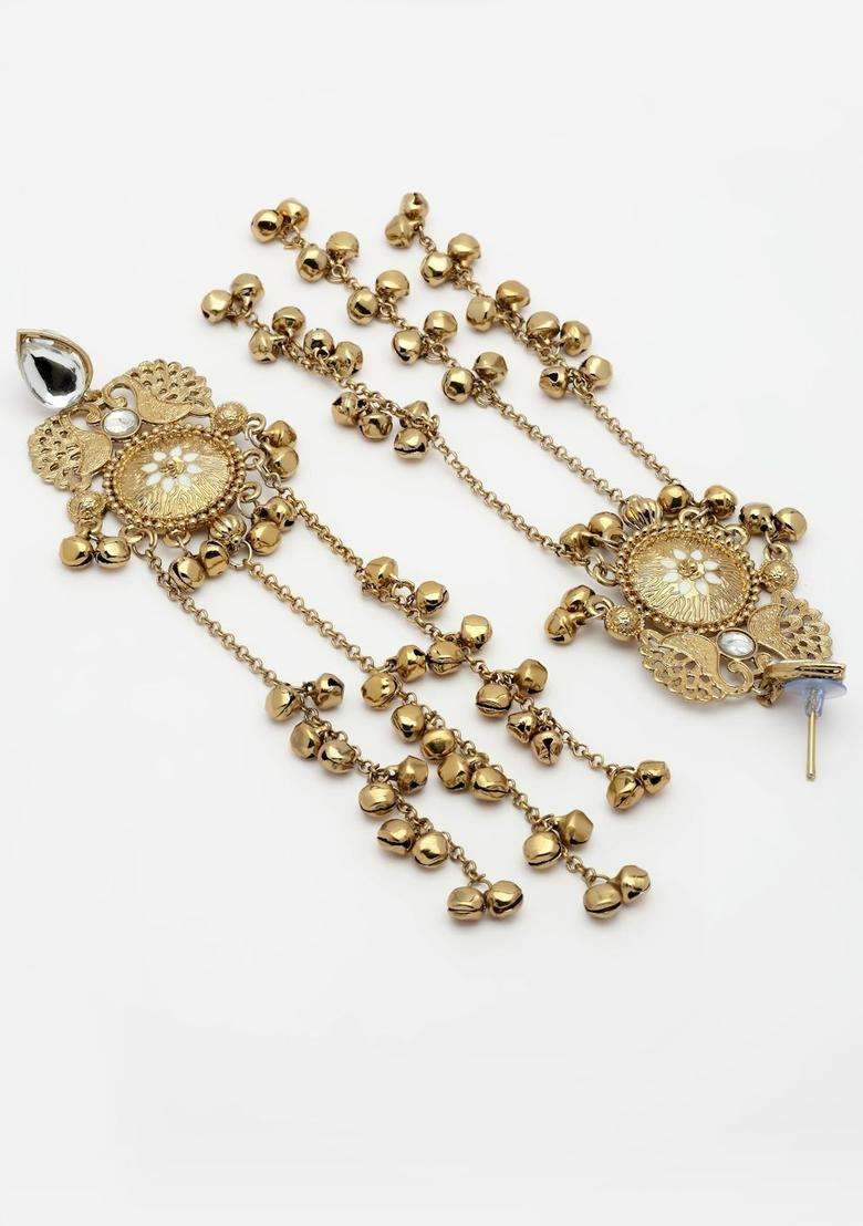Gold-Plated Contemporary Drop Earrings for Women | Traditional Ethnic Jewellery for Wedding & Festive Wear | Gift for Her - Indya