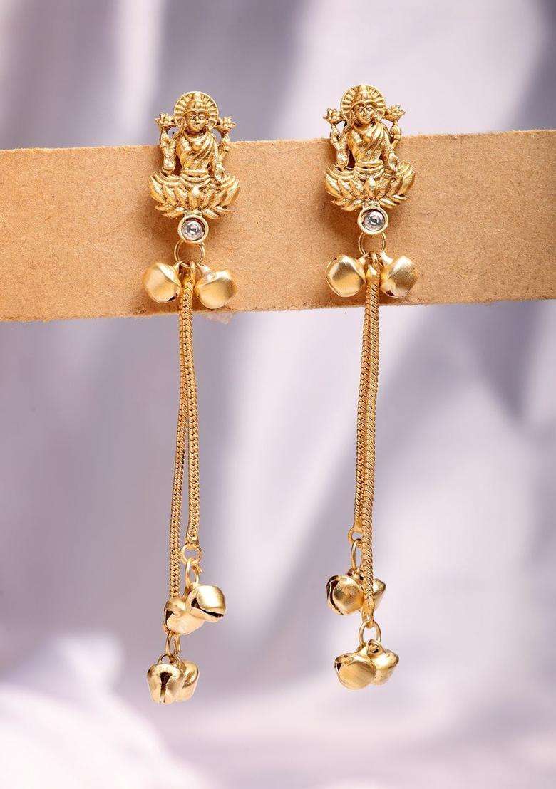 Gold-Plated Contemporary Drop Earrings for Women | Traditional Ethnic Jewellery for Wedding & Festive Wear | Gift for Her - Indya