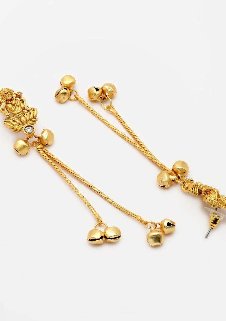 Gold-Plated Contemporary Drop Earrings for Women | Traditional Ethnic Jewellery for Wedding & Festive Wear | Gift for Her - Indya