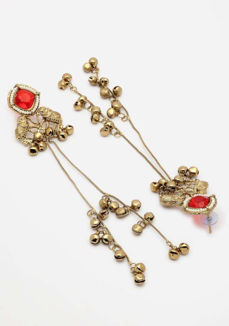 Gold-Plated Geometric Drop Earrings for Women | Traditional Ethnic Jewellery for Wedding & Festive Wear | Gift for Her - Indya