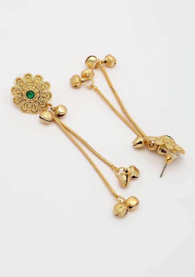 Gold-Plated Floral Drop Earrings for Women | Traditional Ethnic Jewellery for Wedding & Festive Wear | Gift for Her - Indya