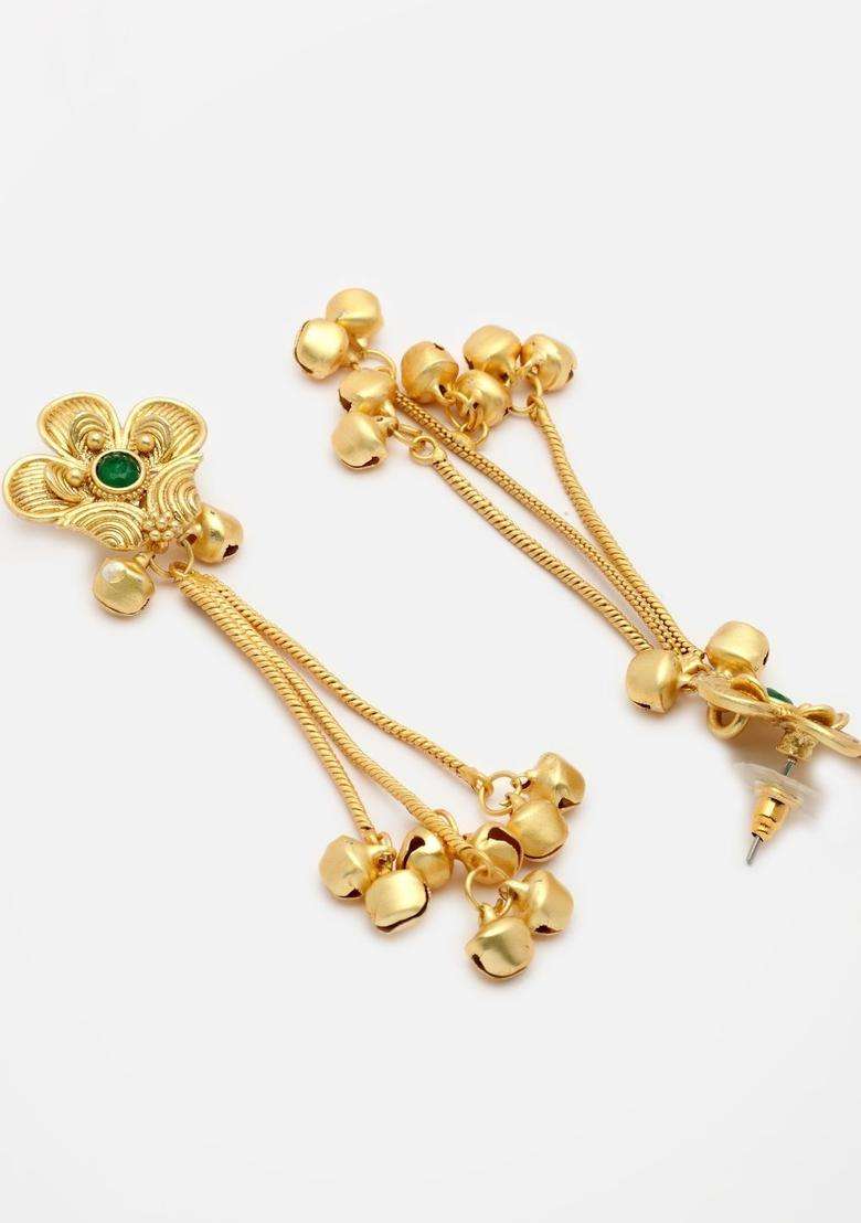 Gold-Plated Floral Drop Earrings for Women | Traditional Ethnic Jewellery for Wedding & Festive Wear | Gift for Her - Indya