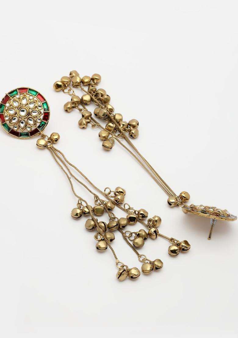 Gold-Plated Circular Drop Earrings for Women | Traditional Ethnic Jewellery for Wedding & Festive Wear | Gift for Her - Indya