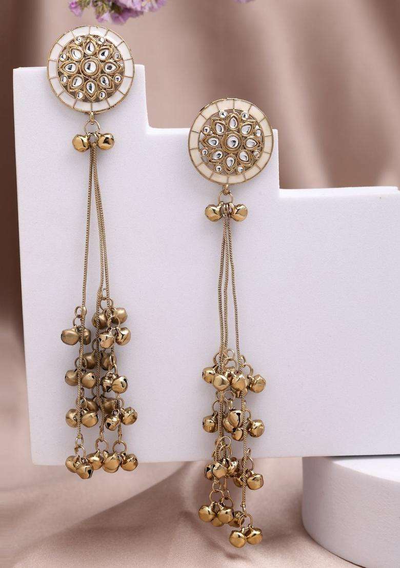 Gold-Plated Circular Drop Earrings for Women | Traditional Ethnic Jewellery for Wedding & Festive Wear | Gift for Her - Indya