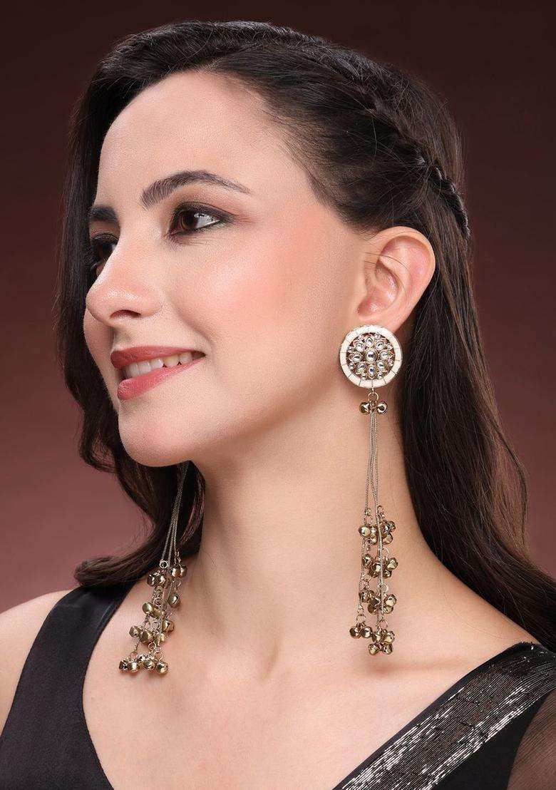 Gold-Plated Circular Drop Earrings for Women | Traditional Ethnic Jewellery for Wedding & Festive Wear | Gift for Her - Indya