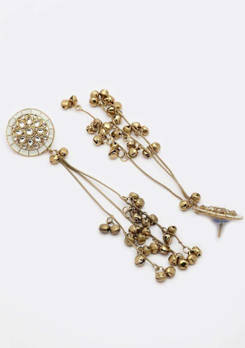 Gold-Plated Circular Drop Earrings for Women | Traditional Ethnic Jewellery for Wedding & Festive Wear | Gift for Her - Indya