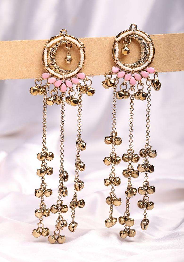 Gold-Plated Circular Drop Earrings for Women | Traditional Ethnic Jewellery for Wedding & Festive Wear | Gift for Her - Indya