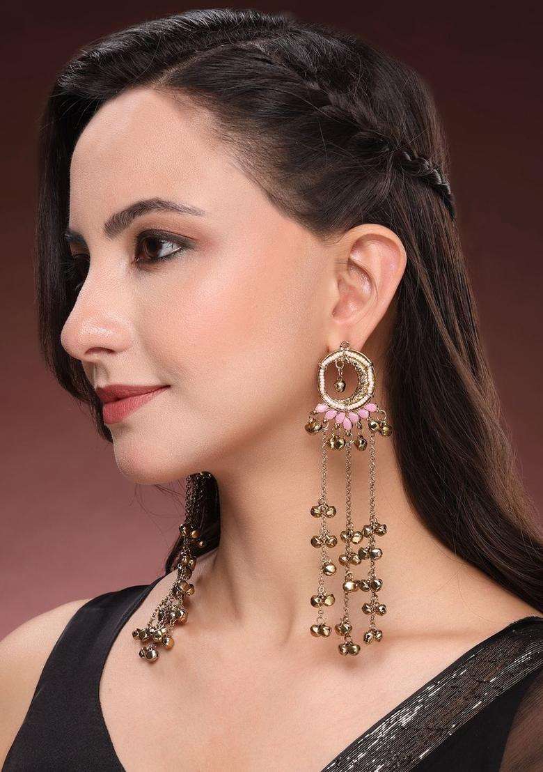 Gold-Plated Circular Drop Earrings for Women | Traditional Ethnic Jewellery for Wedding & Festive Wear | Gift for Her - Indya