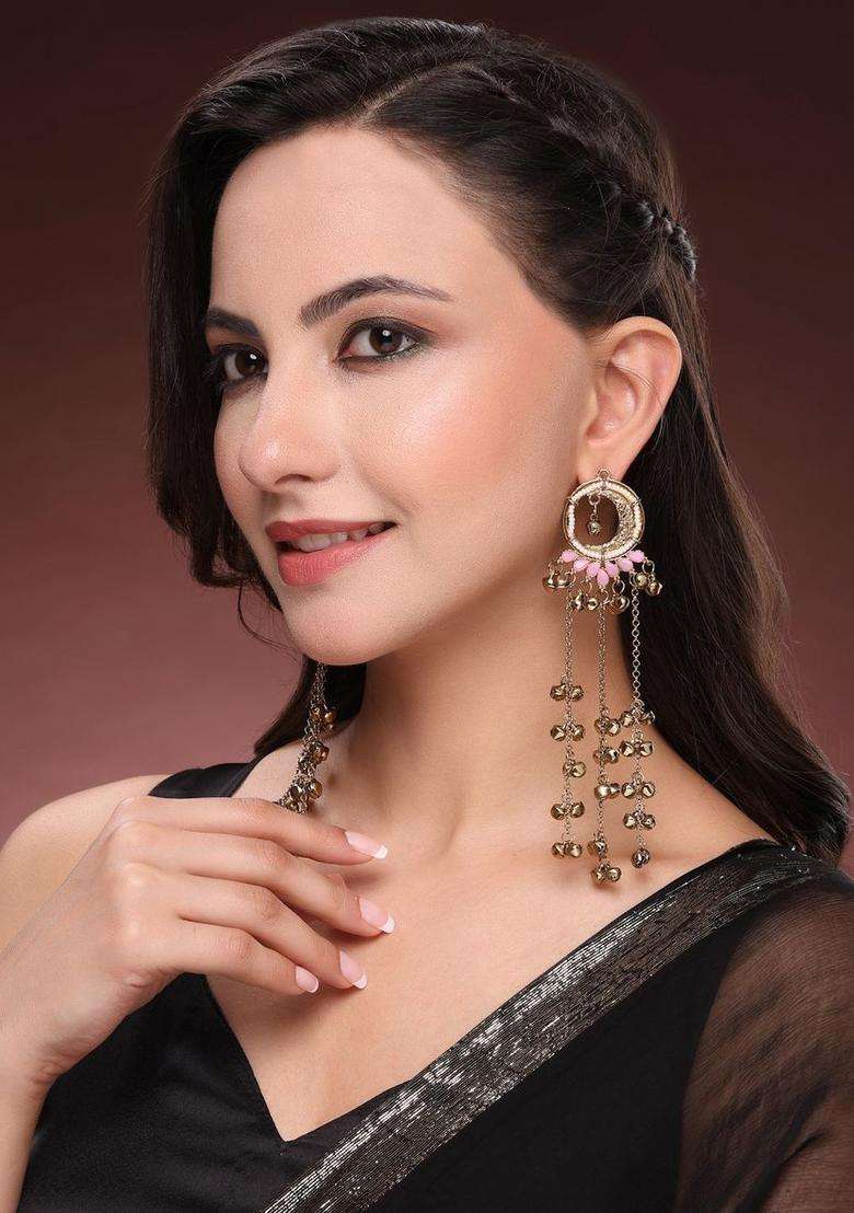 Gold-Plated Circular Drop Earrings for Women | Traditional Ethnic Jewellery for Wedding & Festive Wear | Gift for Her - Indya