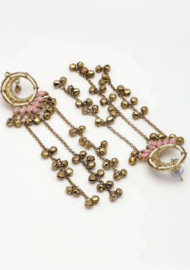 Gold-Plated Circular Drop Earrings for Women | Traditional Ethnic Jewellery for Wedding & Festive Wear | Gift for Her - Indya