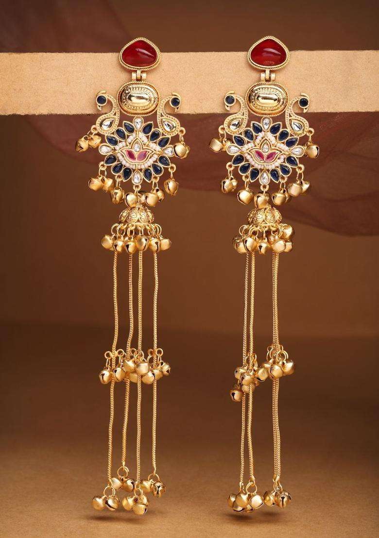 Gold-Plated Floral Jhumkas Earrings for Women | Traditional Ethnic Jewellery for Wedding & Festive Wear | Gift for Her - Indya