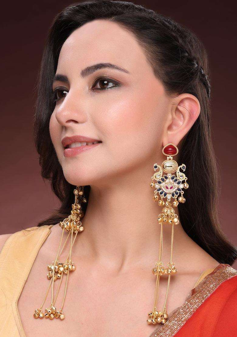 Gold-Plated Floral Jhumkas Earrings for Women | Traditional Ethnic Jewellery for Wedding & Festive Wear | Gift for Her - Indya