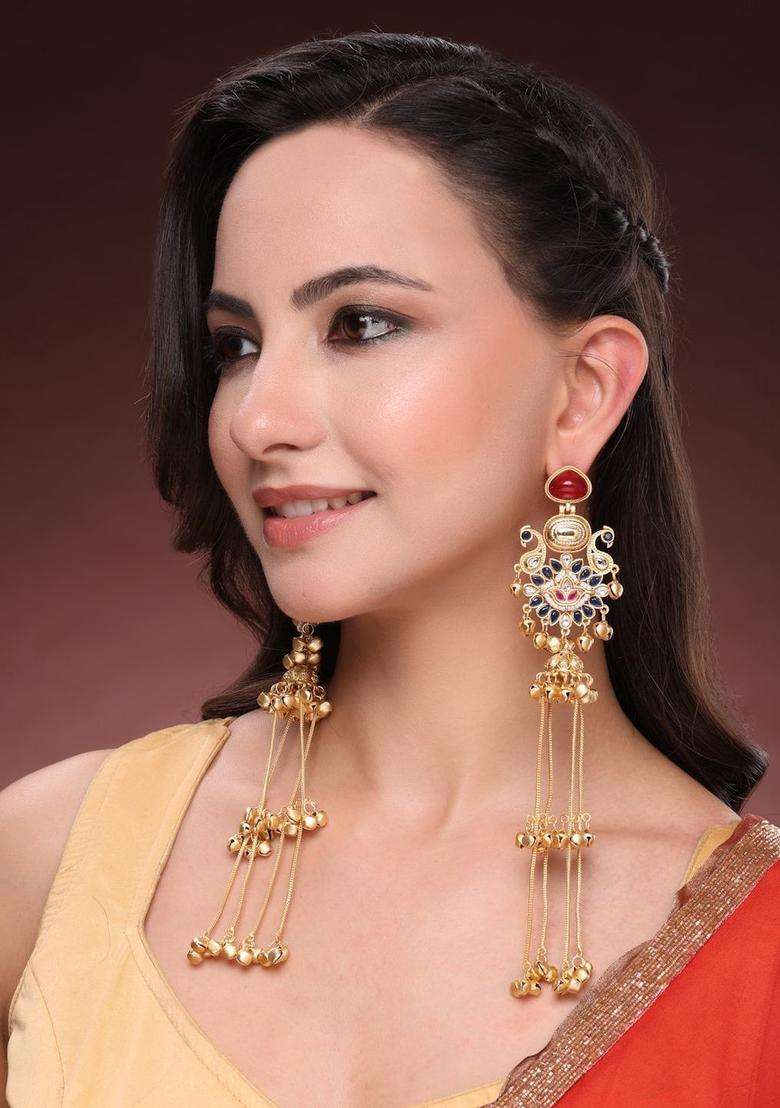 Gold-Plated Floral Jhumkas Earrings for Women | Traditional Ethnic Jewellery for Wedding & Festive Wear | Gift for Her - Indya