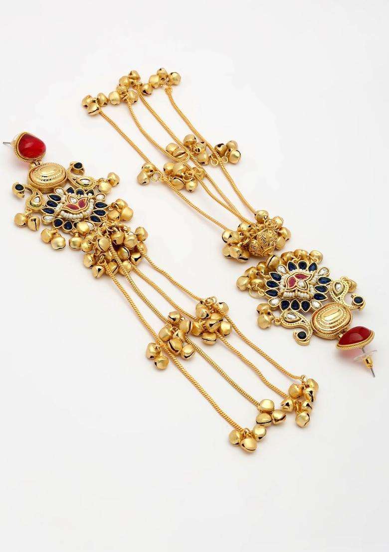 Gold-Plated Floral Jhumkas Earrings for Women | Traditional Ethnic Jewellery for Wedding & Festive Wear | Gift for Her - Indya