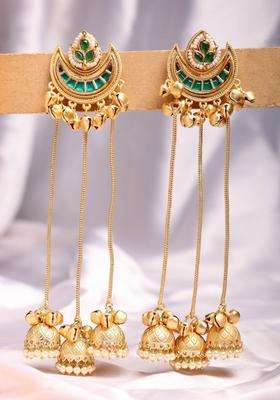 Gold-Plated Crescent Shaped Jhumkas Earrings for Women | Traditional Ethnic Jewellery for Wedding & Festive Wear | Gift for Her