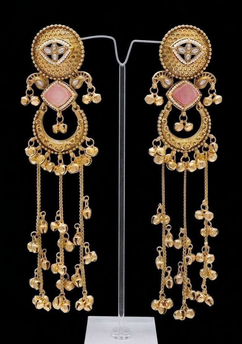 Copper-Plated Classic Drop Earrings with Kundan for Men & Women | Traditional Ethnic Jewellery for Wedding & Festive Wear | Festive Gift - Indya