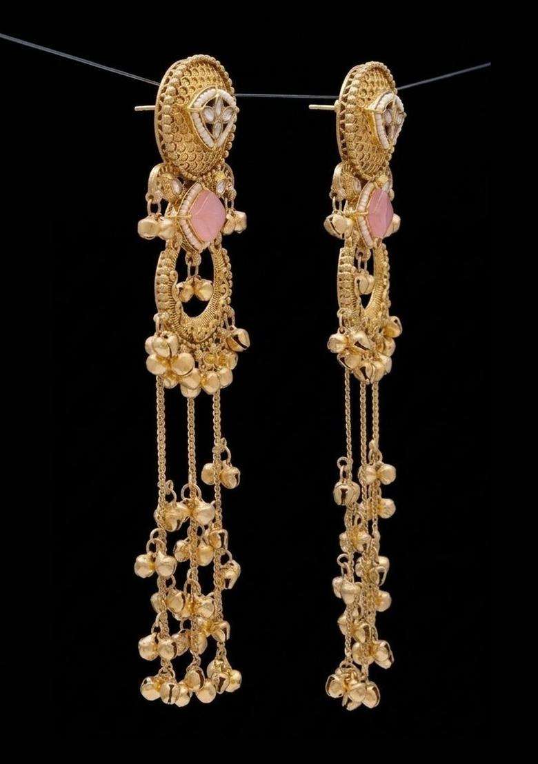 Copper-Plated Classic Drop Earrings with Kundan for Men & Women | Traditional Ethnic Jewellery for Wedding & Festive Wear | Festive Gift - Indya