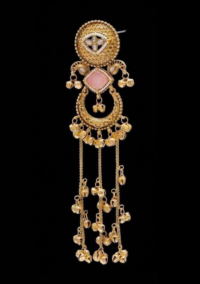Copper-Plated Classic Drop Earrings with Kundan for Men & Women | Traditional Ethnic Jewellery for Wedding & Festive Wear | Festive Gift - Indya