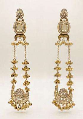 Copper-Plated Classic Chandbalis Earrings with Pearl for Men & Women | Traditional Ethnic Jewellery for Wedding & Festive Wear | Festive Gift