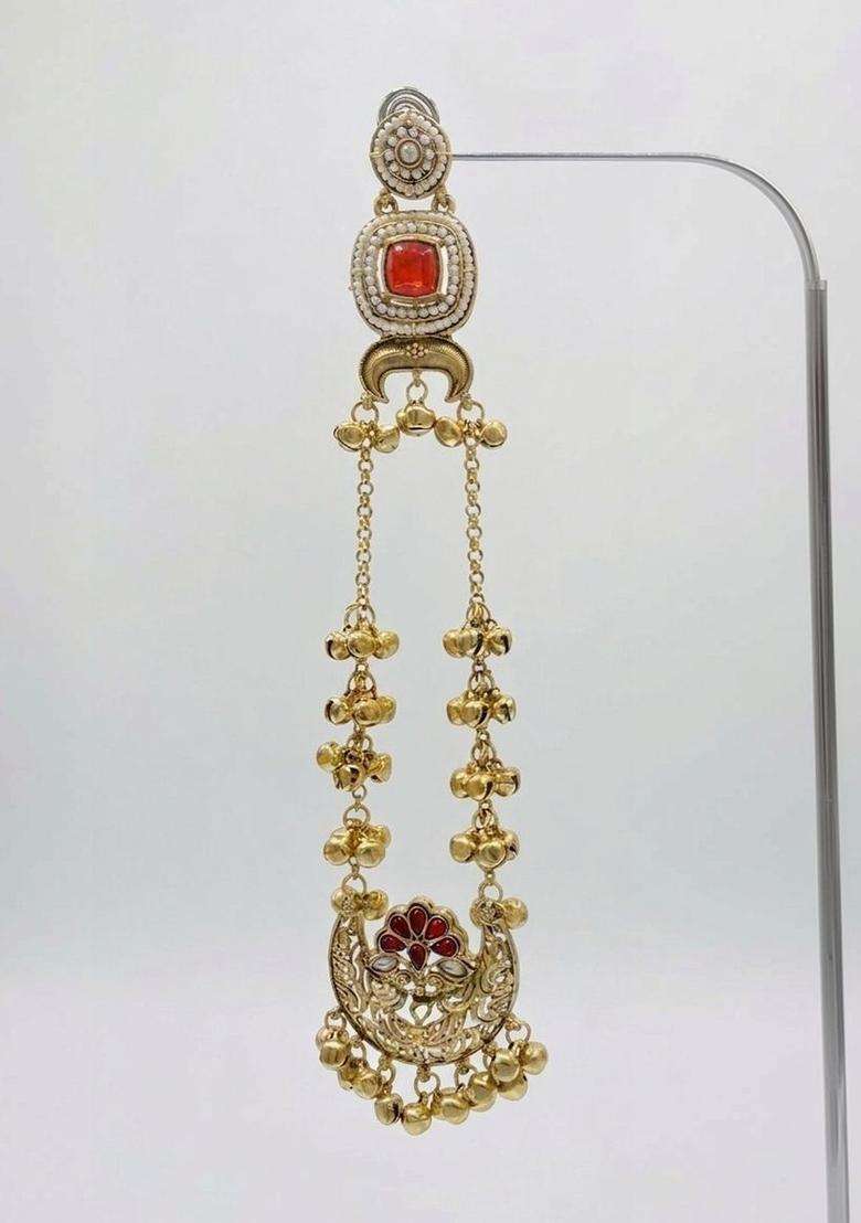 Copper-Plated Classic Chandbalis Earrings with Pearl for Men & Women | Traditional Ethnic Jewellery for Wedding & Festive Wear | Festive Gift - Indya
