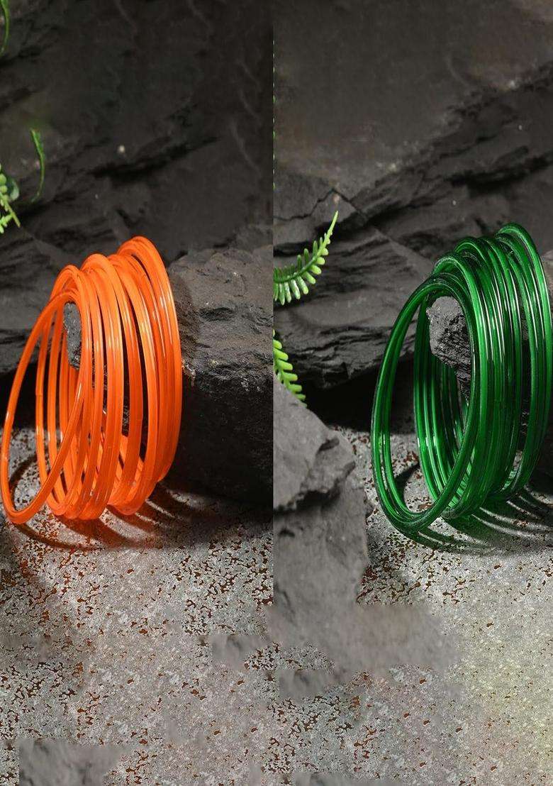 Orange Bangle for Women | Traditional Temple Jewellery for Wedding & Festive Wear | Gift for Her - Indya