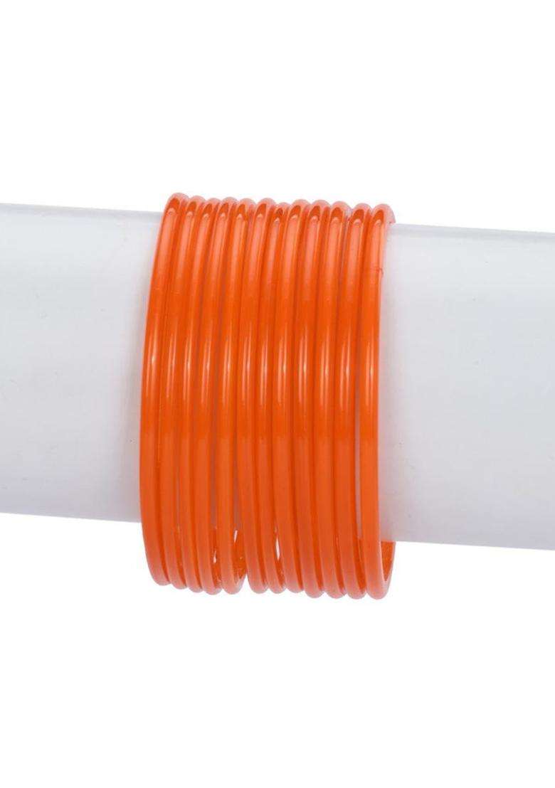 Orange Bangle for Women | Traditional Temple Jewellery for Wedding & Festive Wear | Gift for Her - Indya